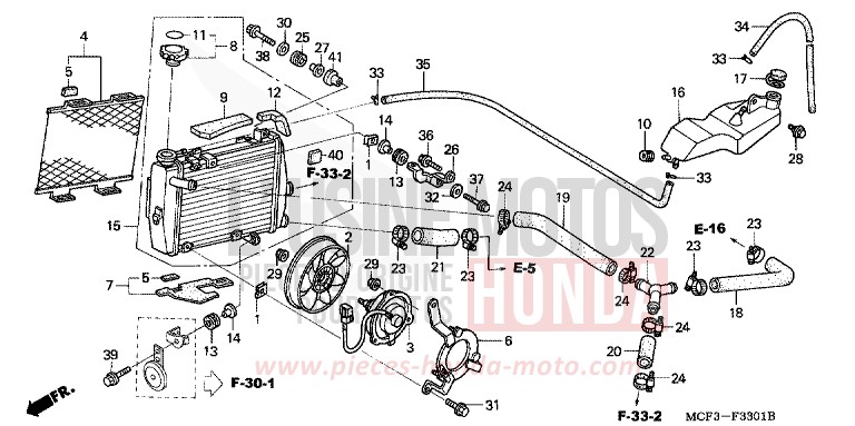 RADIATOR (R.) (VTR1000SP2/3/4/5/6) for VTR1000 SP-2 GRAPHITE BLACK (NHB01) from 2006